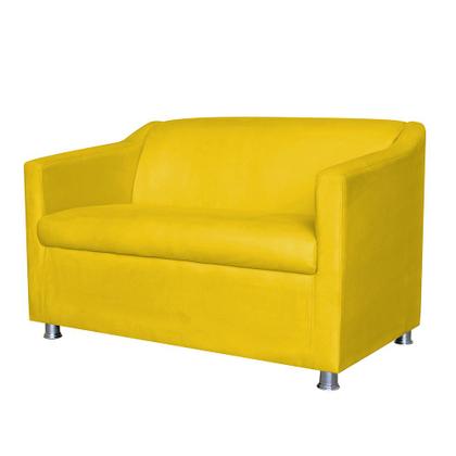 Imagem de Kit 01 Namoradeira mais 01 Poltrona Decorativa Tilla Pés Cromados Suede Amarelo - DS Estofados