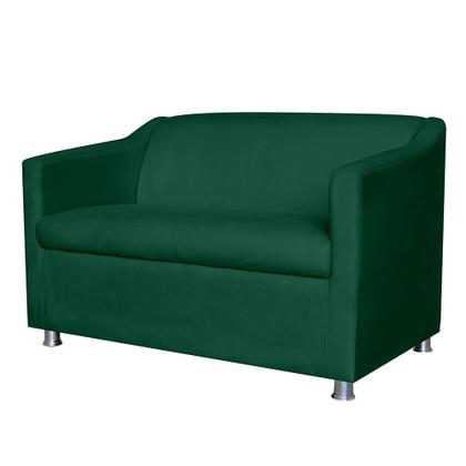 Imagem de Kit 01 Namoradeira mais 01 Poltrona Decorativa Tilla Pés Cromados Suede Verde - DS Estofados