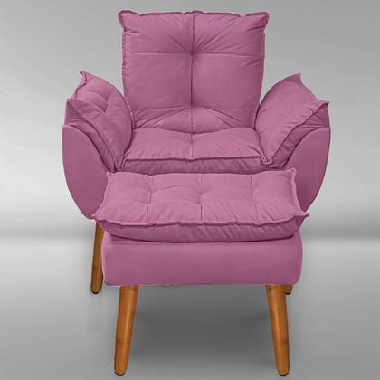 Imagem de Kit 01 Poltrona Opala + 01 Puf Opala com Fibra Siliconada SuedeRosê-CS Potronas e Cia.