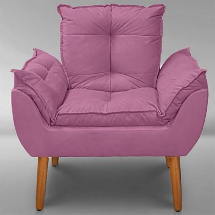 Imagem de Kit 01 Poltrona Opala + 01 Puf Opala com Fibra Siliconada SuedeRosê-CS Potronas e Cia.