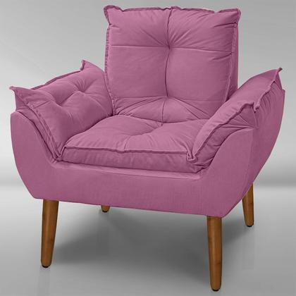 Imagem de Kit 01 Poltrona Opala + 01 Puf Opala com Fibra Siliconada SuedeRosê-CS Potronas e Cia.