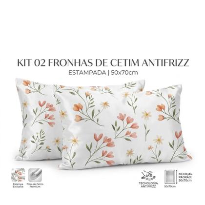 Imagem de Kit 02 a 08 Fronhas de Cetim Antifrizz 50x70cm Estampada - - Estampa 04 - 08 Fronhas (04 pares)