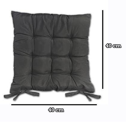 Imagem de Kit 02 Almofadas Assento Futon Flat para cadeira 40x40 Cinza Escuro Cód. 2475