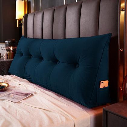 Imagem de Kit 02 Almofadas Para Cabeceira Encosto Apoio Lombar Spot 195cm com Porta Celular Veludo - Desk Design