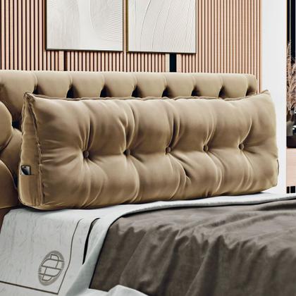 Imagem de Kit 02 Almofadas Para Cabeceira Encosto Apoio Lombar Spot 90cm com Porta Celular Veludo - Abmaza