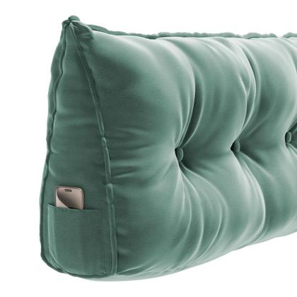 Imagem de Kit 02 Almofadas Para Cabeceira Encosto Apoio Lombar Spot 90cm com Porta Celular Veludo - Abmaza