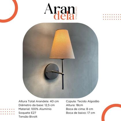 Imagem de Kit 02 Arandela Parede Clássica Interna Com Cúpula Cone Para Decoração Casa e Sala, Corredor, Quarto, Cabeceira de Cama, lavabo