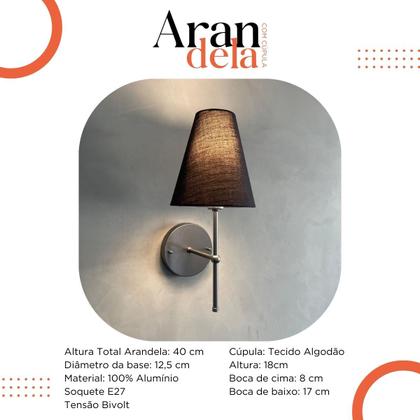 Imagem de Kit 02 Arandela Parede Clássica Interna Com Cúpula Cone Para Decoração Casa e Sala, Corredor, Quarto, Cabeceira de Cama, lavabo