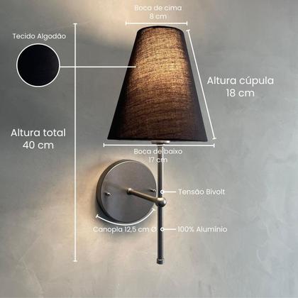 Imagem de Kit 02 Arandela Parede Clássica Interna Com Cúpula Cone Para Decoração Casa e Sala, Corredor, Quarto, Cabeceira de Cama, lavabo