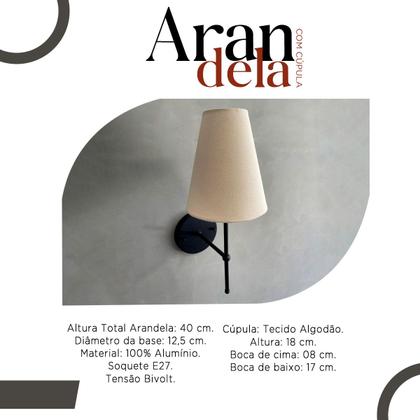 Imagem de Kit 02 Arandela Parede Clássica Interna Com Cúpula Cone Para Decoração Casa e Sala, Corredor, Quarto, Cabeceira de Cama, lavabo