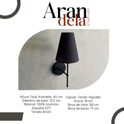 Imagem de Kit 02 Arandela Parede Clássica Interna Com Cúpula Cone Para Decoração Casa e Sala, Corredor, Quarto, Cabeceira de Cama, lavabo