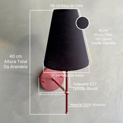 Imagem de Kit 02 Arandela Parede Clássica Interna Com Cúpula Cone Para Decoração Casa e Sala, Corredor, Quarto, Cabeceira de Cama, lavabo