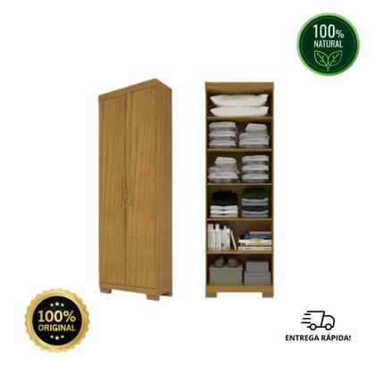 Imagem de Kit 02 Armário Multiuso Irís 2 Portas Com Chave Cinamomo Cozinha Lavanderia Escritório ACP Móveis
