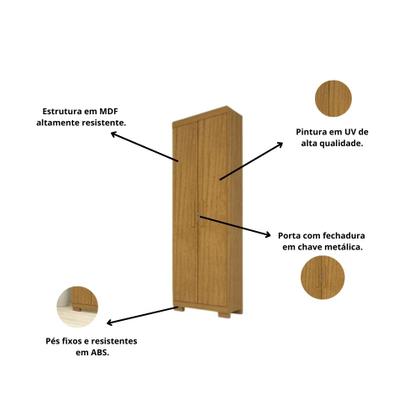 Imagem de Kit 02 Armário Multiuso Irís 2 Portas Com Chave Cinamomo Cozinha Lavanderia Escritório ACP Móveis