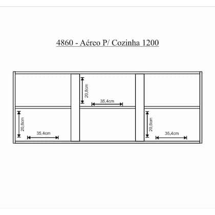 Imagem de Kit 02 Armários Aéreo Multiuso 120,0 Cm Com 03 Portas Móveis MPO