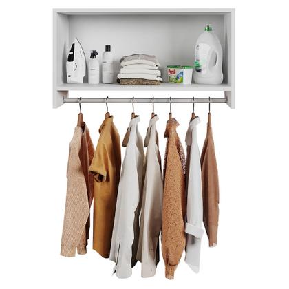 Imagem de Kit 02 Armários Multiuso Aéreo Cabideiro Grécia L03 Branco - Lyam Decor