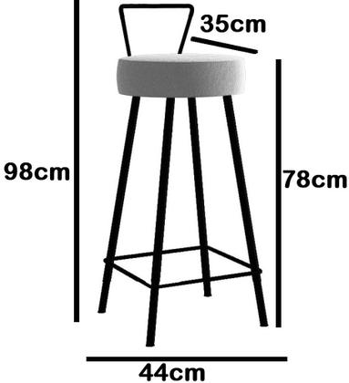 Imagem de Kit 02 Banqueta Alta Com Encosto Tais Eiffel Cozinha Bar Bistrô Ferro Prata Sintético Bege - Ahz Móveis