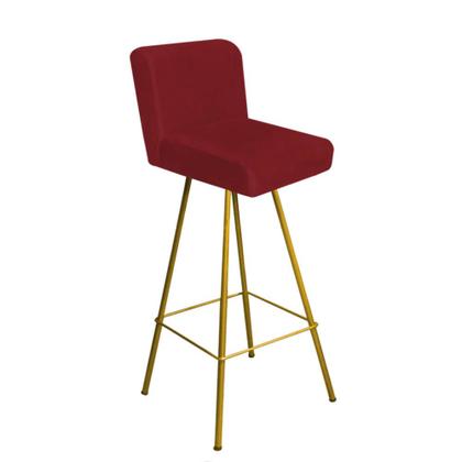 Imagem de Kit 02 Banqueta Alta Lexi Com Encosto Cozinha Bar Balcão Bistrô Ferro Dourado Suede Vermelho - Ahz Móveis