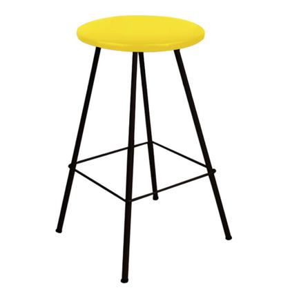 Imagem de Kit 02 Banqueta Alta Loni Eiffel Industrial Cozinha Bar Balcão Bistrô Ferro Preto Tecido Sintético Amarelo - Ahz Móveis