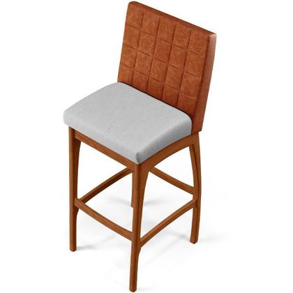 Imagem de Kit 02 Banquetas Altas Mila Camel Linho Cinza