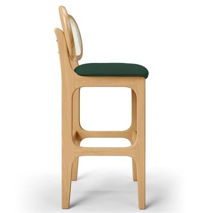 Imagem de Kit 02 Banquetas Altas Para Cozinha Bancada Sala Tela Betta Fixa L02 Suede Verde Musgo - Lyam