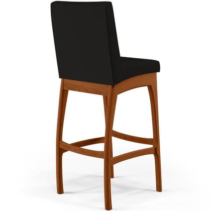 Imagem de Kit 02 Banquetas Altas Para Cozinha Sala de Jantar Fixa Mila B04 Suede Preto - Lyam Decor