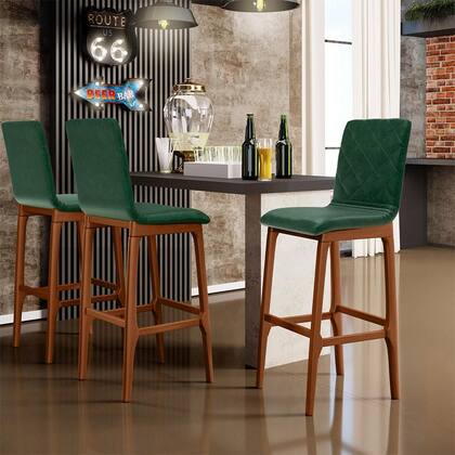 Imagem de Kit 02 Banquetas Altas Para Cozinha Sala de Jantar Fixa Zoe B04 Facto Verde Musgo - Lyam Decor