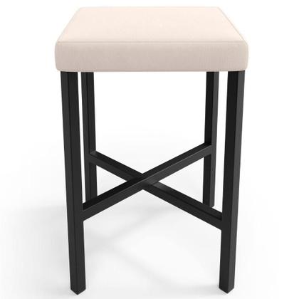 Imagem de Kit 02 Banquetas Baixa Bar Cozinha Sala De Jantar Preto Stella L02 Suede Bege - Lyam Decor