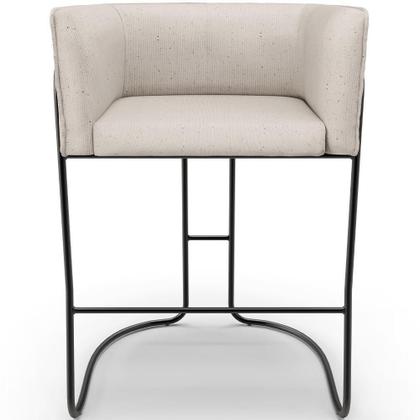 Imagem de Kit 02 Banquetas Baixa Base De Aço Preto Betina D02 Linho Cru D-461- Lyam Decor