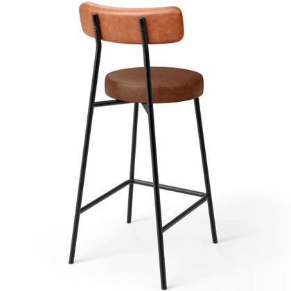 Imagem de Kit 02 Banquetas Baixa Cozinha Sala Jantar Bancada Milão L02 material sintético Camel Marrom