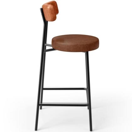 Imagem de Kit 02 Banquetas Baixa Cozinha Sala Jantar Bancada Milão L02 material sintético Camel Marrom