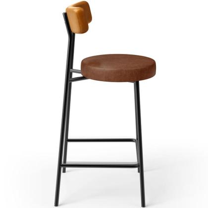 Imagem de Kit 02 Banquetas Baixa Cozinha Sala Jantar Bancada Milão L02 material sintético Whisky Marrom -LyamDecor