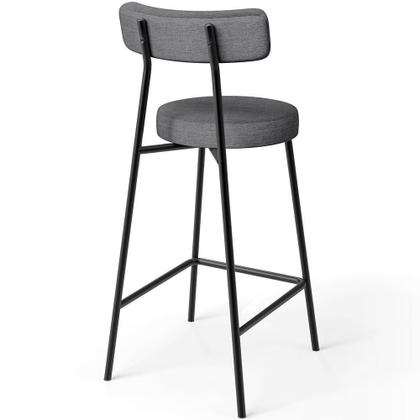 Imagem de Kit 02 Banquetas Baixa Para Cozinha Sala De Jantar Bancada Milão L02 Linho Cinza Escuro