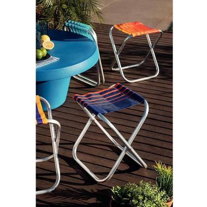 Imagem de Kit 02 Banquetas de Praia Tramontina Fiji em Alumínio com Assento Laranja e Amarelo 92900301
