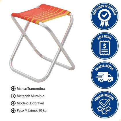 Imagem de Kit 02 Banquetas de Praia Tramontina Fiji em Alumínio com Assento Laranja e Amarelo 92900301