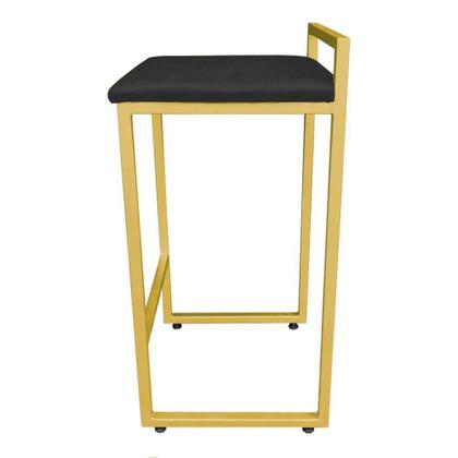 Imagem de Kit 02 Banquetas Lavínia Suede Base Dourado Preto