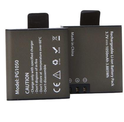 Kit 02 Bateria Eken Original PG1050 Li-Ion 3.7 v 1050mAh Extra para Câmera H9R SJCAM H9RS S60 M10