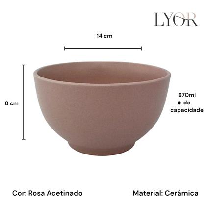 Imagem de Kit 02 Bowl Tigela Cumbuca Cerâmica Fosco 670ml Lyor Cronus