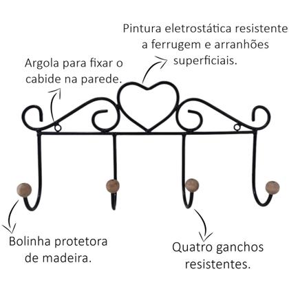 Imagem de Kit 02 Cabideiros Rústicos de Parede com 4 Ganchos Grandes - Oferta de Fábrica