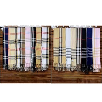 Imagem de Kit 02 Cachecol Casual Estampado listrado Inverno com Franja