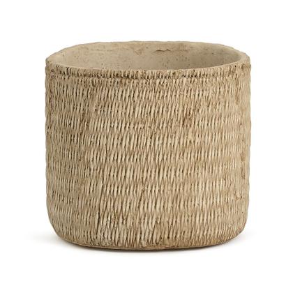 Imagem de Kit 02 Cachepots Em Cimento Vaso Decorativo Textura Rattan
