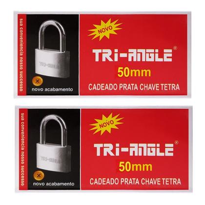 Imagem de Kit 02 Cadeado Grande 50mm com 03 Chaves Tetra Robusto Resistente Para Casa Loja Armazem Moto
