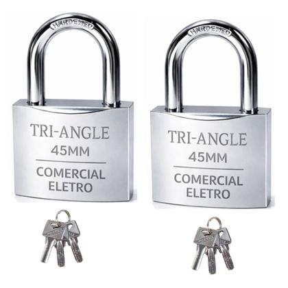 Imagem de Kit 02 Cadeados Chave Atomica 45mm TrianGle Proteção Antifurto Chave Anti-Copia