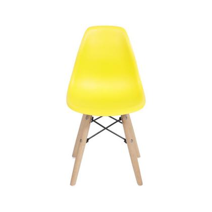 Imagem de Kit 02 Cadeiras Boxbit Infantil Dkr Eames Polipropileno Amarela Base Madeira