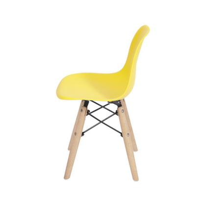 Imagem de Kit 02 Cadeiras Boxbit Infantil Dkr Eames Polipropileno Amarela Base Madeira