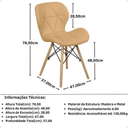 Imagem de Kit 02 Cadeiras Charles Eames Eiffel Slim Wood Estofada - Nude Escuro