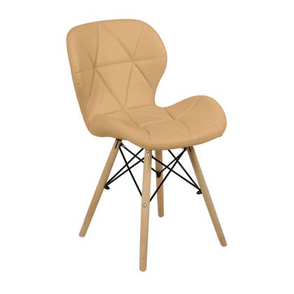 Imagem de Kit 02 Cadeiras Charles Eames Eiffel Slim Wood Estofada - Nude Escuro