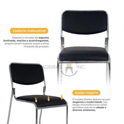 Imagem de Kit 02 Cadeiras de Escritório Com Base Fixa Dakkar Para Consultório Mesa de Jantar Pretas