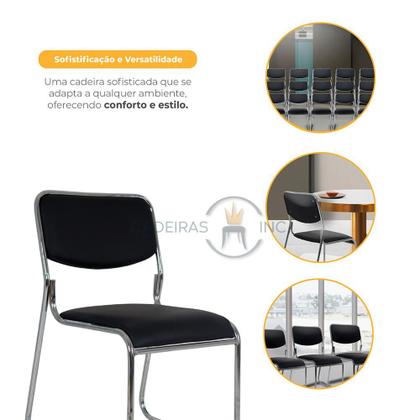 Imagem de Kit 02 Cadeiras de Escritório Com Base Fixa Dakkar Para Consultório Mesa de Jantar Pretas