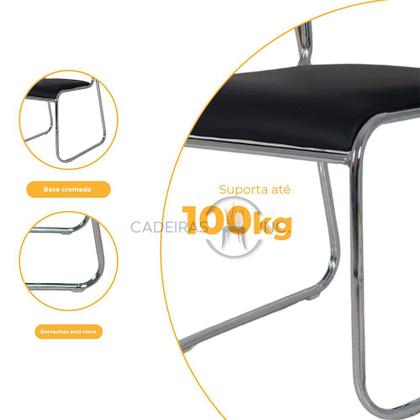 Imagem de Kit 02 Cadeiras de Escritório Com Base Fixa Dakkar Para Consultório Mesa de Jantar Pretas
